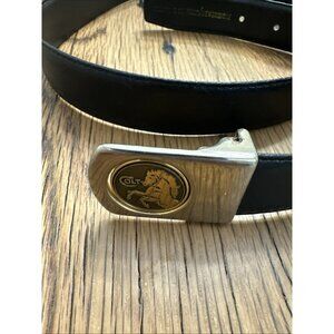 Colt Firearms Men’s Leather Reversible Belt Logo Buckle Black Brown Vintage